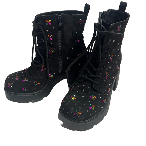 Torrid Betsey Johnson Micro Stones Heel Combat Boots size 10 (WW - WIDE WIDTH) - Picture 6 of 10